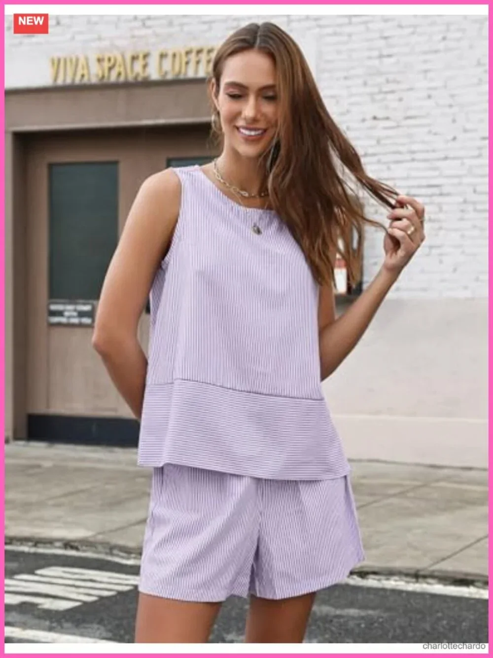 Women's 2 Piece Shorts Set Sleeveless Tank Top with Pockets 100% Cotton Loose